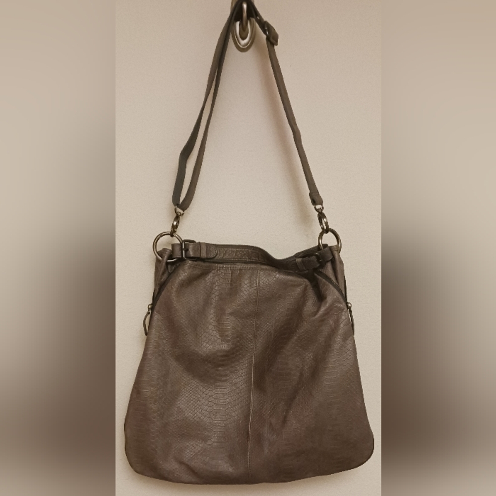 Vintage Charles Jourdan Natural Brown 100% Leather Shoulder Purse HandBag Zip